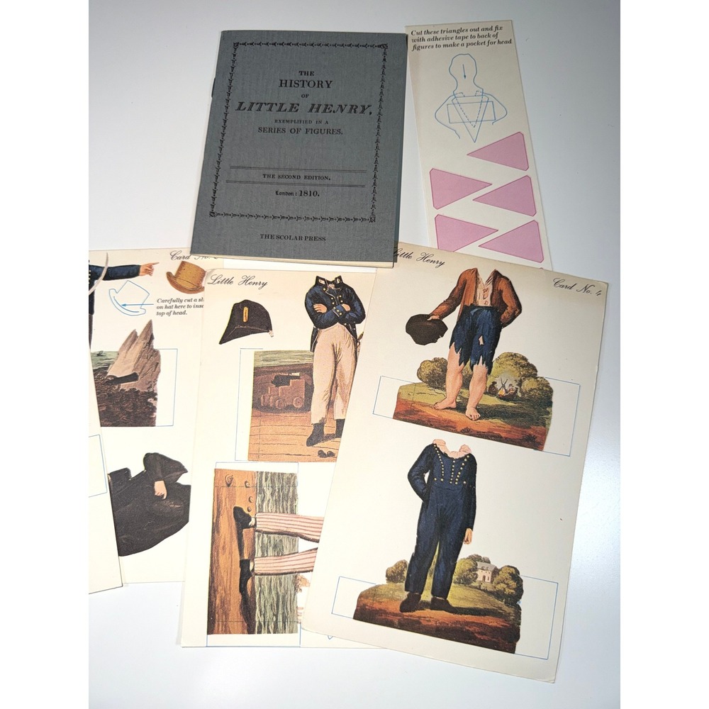 VTG Book The History of Little Henry Paper Doll Book Set Grey Blue Ephemera